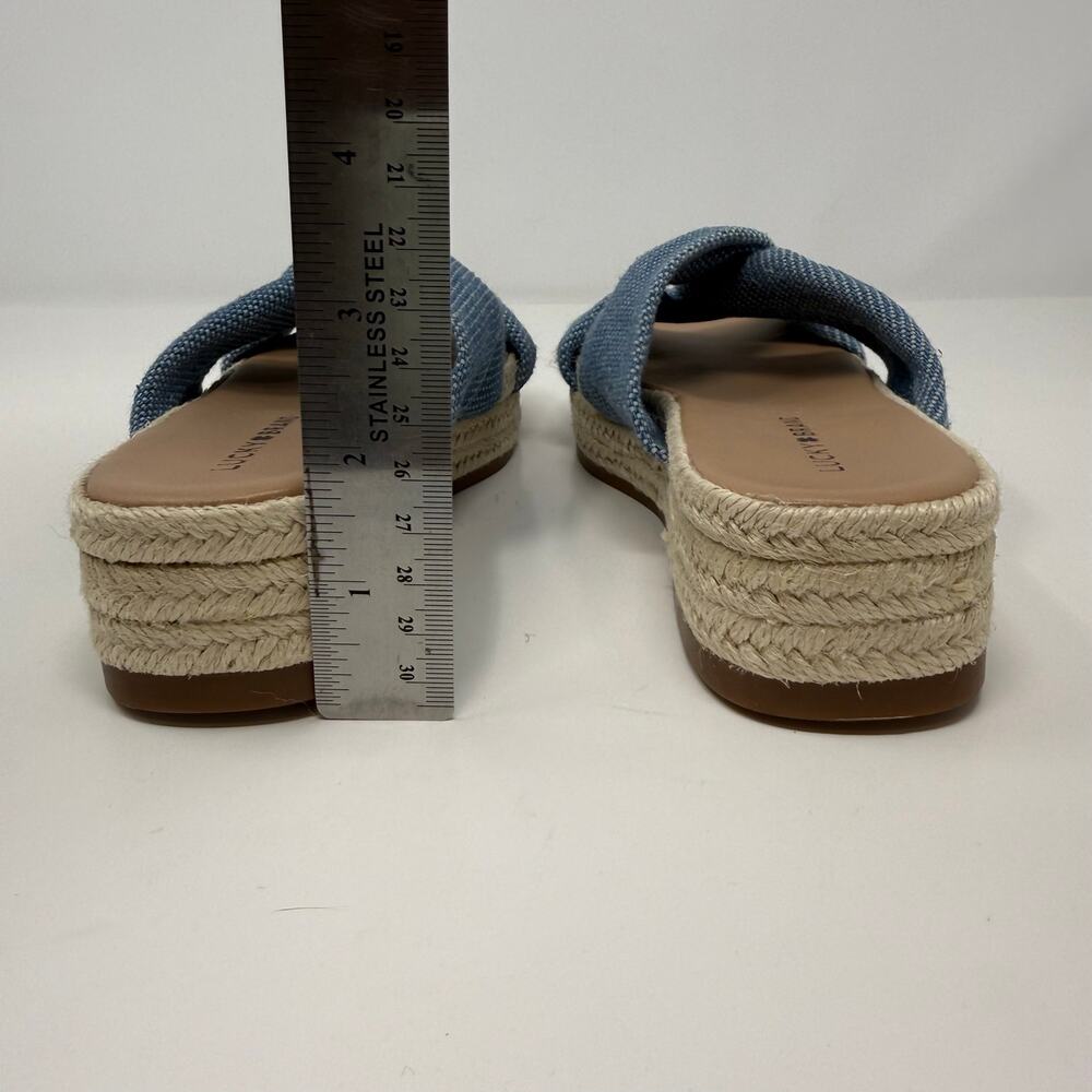 Lucky Brand Grenly Blue Fabric Twist Espadrille Slide Sandal Women's 8M NWOT - Picture 8 of 11